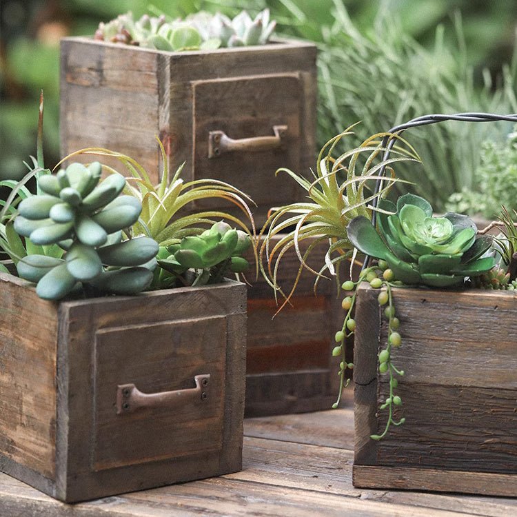 succulent wood planter box RusticReach Farmhouse Wooden Box for Succulents or Flowers