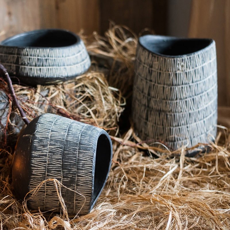 Geometry Line Ceramic Stoneware Flower Pot | The American Gringo
